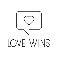 Isolated love wins and heart inside bubble vector design