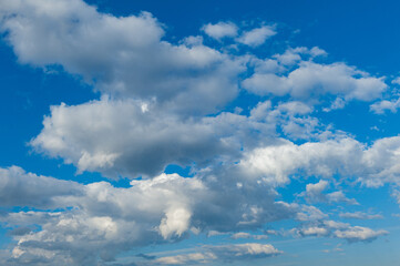 Blue sky with clouds closeup. Nature wallpaper. cloudscape background cloudscape
