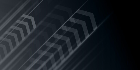 Abstract silver steel overlap layer on black speed arrow background light and shadow. Modern futuristic background vector.