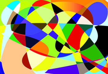 Modern art work with color variations. Irregular shapes with nonstop lines.