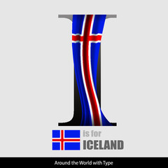 Vector Letter I is for Iceland flag. Design Matches Letters Of The Alphabet With Name list of country worldwide