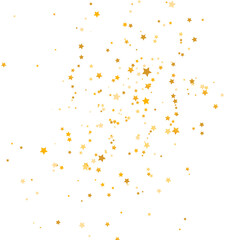Golden stars falling on white background. Glitter gold shooting stars. Christmas texture. Luxury elegant design elements. Magic decoration. Vector illustration