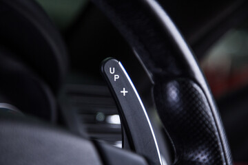 Obraz na płótnie Canvas Close up of automatic car gear paddle shift