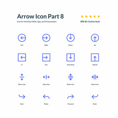 Arrow icon set interface app part 8 graphic design vector illustration for interface mobile web presentation