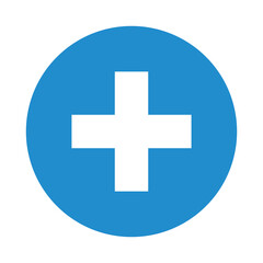 cross inside blue button vector design
