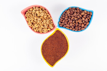 kinds of coffee beans and roasted coffee bean