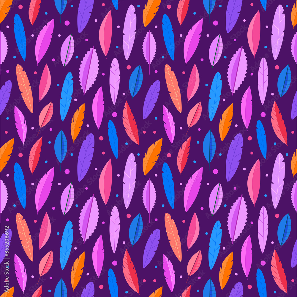 Poster seamless pattern of color leaves. vector background