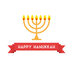 happy hanukkah flat icon, vector illustration