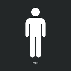 Men toilet vector icon isolated on dark grey background.