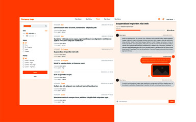 Ticket Detail Page Design Template with Chat History