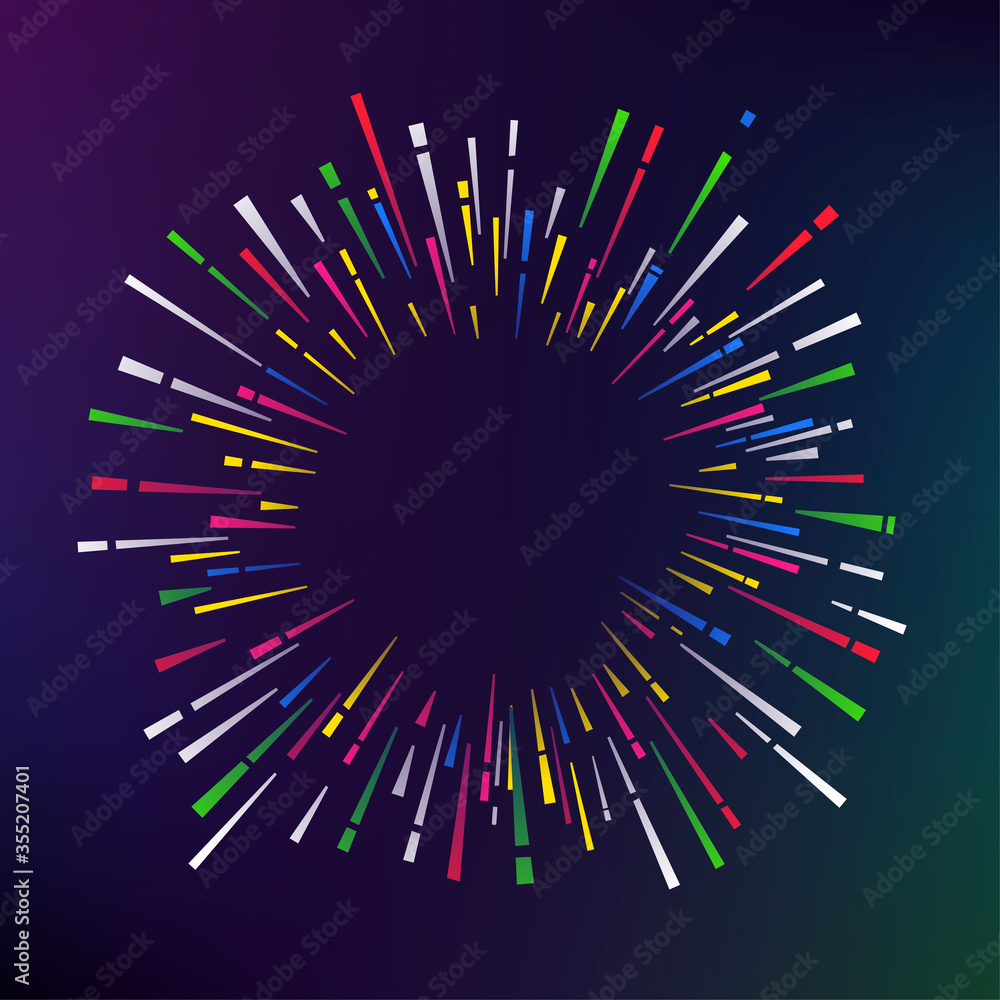 Poster Abstract color firework on dark background. Vector frame for a text