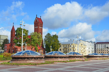 The Church of St. Simeon and St. Helena on Independence square in Minsk, Belarus