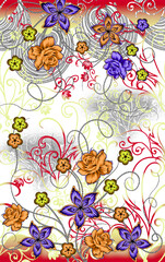 Fototapeta na wymiar Paisley floral pattern with texture background.abstract floral background