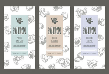 Vector set of templates popcorn
