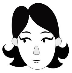 Illustration woman portrait, black and white design, mom