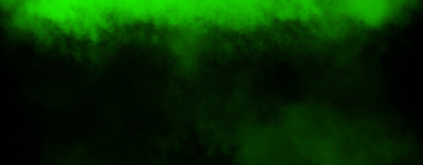 Panoramic green fog mist texture overlays. Abstract smoke isolated background for effect, text or copyspace . Stock illustration.