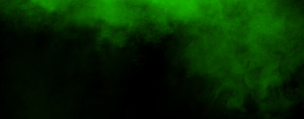 Panoramic green fog mist texture overlays. Abstract smoke isolated background for effect, text or copyspace . Stock illustration.
