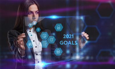 Business, Technology, Internet and network concept. Young businessman working on a virtual screen of the future and sees the inscription: