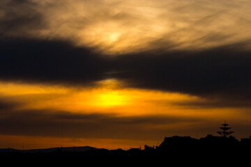 sunset over the city