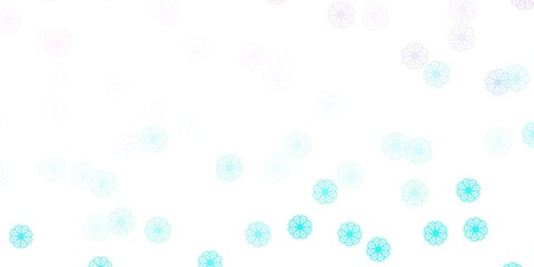 Light Pink, Blue vector doodle pattern with flowers.