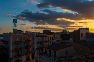 sunset over the city