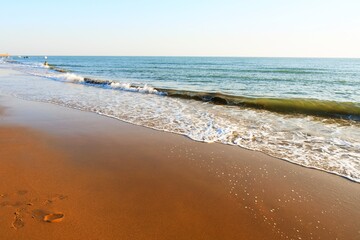 Evening at Mandvi Beach of Kutch, Gujarat, India beautiful sky sun and ocean, Sea, Beach