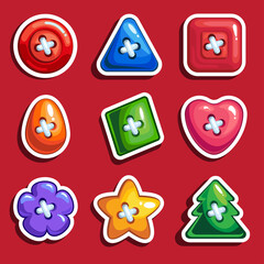 Set of colored cartoon buttons for clothes. Vector illustration