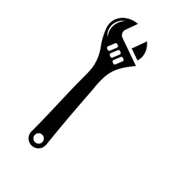 Simple adjustable wrench isolated on white background