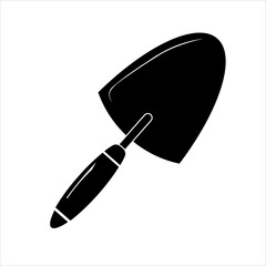 Simple black gardening trowel icon