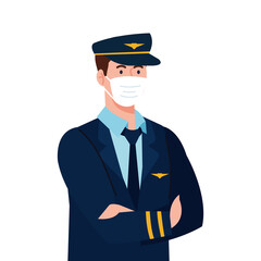 male pilot with mask vector design