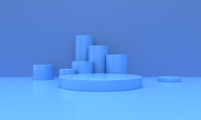 3D rendering of the blue geometry scene.