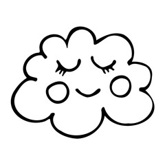 Cute smiling cloud. Trendy hand drawn illustration. Modern abstract design for cover, paper, fabric and textile, interior decor.