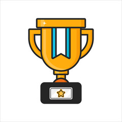 vector illustration winner trophy gold medal flat design
