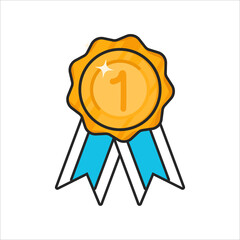 vector illustration winner trophy gold medal flat design