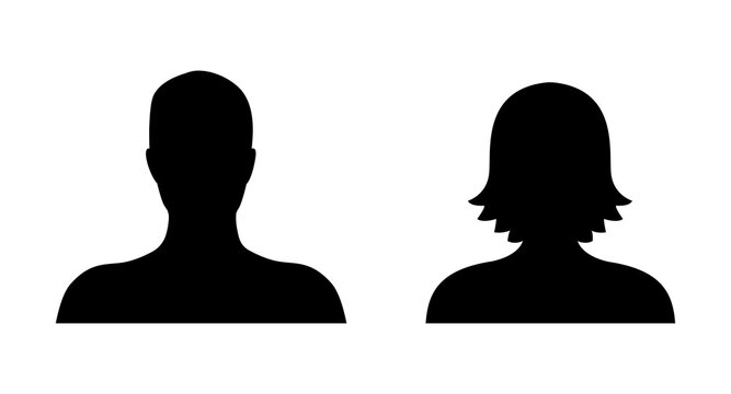 Man and woman avatar profile, head icon silhouette