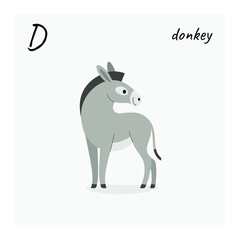 Fototapeta na wymiar Cartoon donkey - cute character for children. Vector illustration in cartoon style.