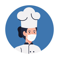 Female chef with mask vector design