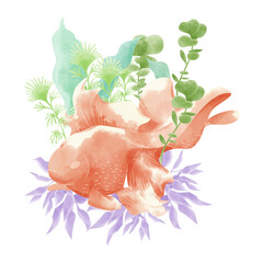 金魚の連続ラインパターン Wall Mural Wallpaper Murals Ko Hamari 金魚の連続ラインパターン Wall Mural Wallpaper Murals Ko Hamari