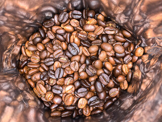 Top vies of Coffee Beans  in a bag