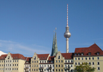 Church of St. Nicholas and the television tower in Berlin