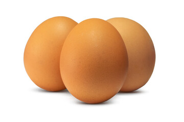 Three eggs on a white background, isolate.