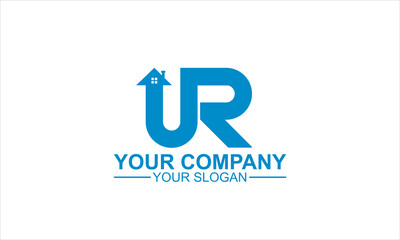 UR initial logo template vector icon with with silhouettes of roofs and windows, for all businesses in housing, apartments, roofing, constructions and others