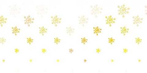 Light Yellow vector background with covid-19 symbols.