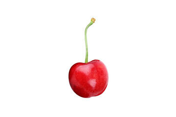 Sweet cherry isolated on a white background. Close-up. Top view.