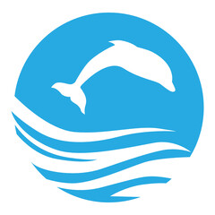 vector illustration of a dolphin and sea waves