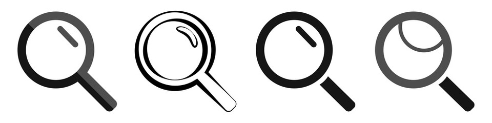 Magnifying glass icons set. Vector illustration