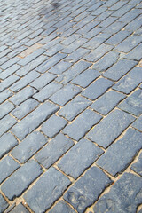 Stone paving stone of rectangular shape.Vertically