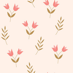 Seamless pattern with cute flowers on a pink background. Vector illustration. For textile, fabric, Wallpaper, wrapping paper design