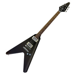 Black stylish rock guitar. Isolated vector illustration