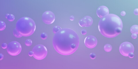 Abstract background with flying spheres, 3D render